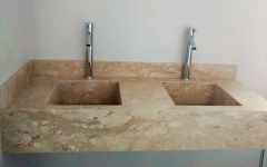 Pia em Mármore Travertino com Cubas de Pedra